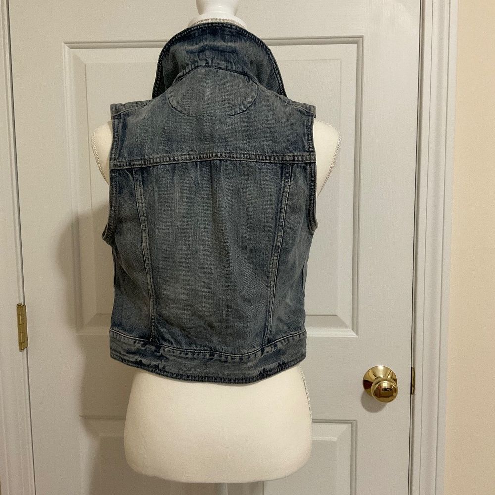 Express denim vest button front sleeveless jacket, size women’s M - Picture 3 of 8